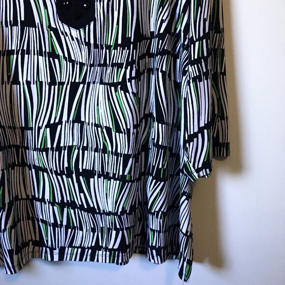 Surreal Warped Book Shelf Black Rhinestone Tunic Blouse - Picture 4 of 16